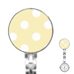 Polka Dots - White on Blond Yellow Stainless Steel Nurses Watch