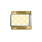 Polka Dots - White on Blond Yellow Gold Trim Italian Charm (9mm)