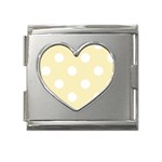 Polka Dots - White on Blond Yellow Mega Link Heart Italian Charm (18mm)