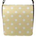 Polka Dots - White on Blond Yellow Flap Closure Messenger Bag (S)