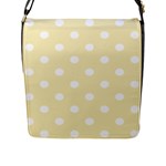 Polka Dots - White on Blond Yellow Flap Closure Messenger Bag (L)