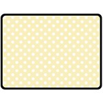 Polka Dots - White on Blond Yellow Double Sided Fleece Blanket (Large) (Two Sides)