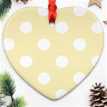 Polka Dots - White on Blond Yellow Heart Ornament (Two Sides)