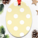 Polka Dots - White on Blond Yellow Oval Ornament (Two Sides)