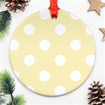 Polka Dots - White on Blond Yellow Round Ornament (Two Sides)