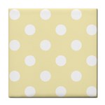 Polka Dots - White on Blond Yellow Tile Coaster