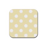 Polka Dots - White on Blond Yellow Rubber Coaster (Square)