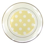 Polka Dots - White on Blond Yellow Porcelain Plate