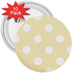 Polka Dots - White on Blond Yellow 3  Button (10 pack)