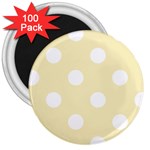 Polka Dots - White on Blond Yellow 3  Magnet (100 pack)