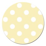 Polka Dots - White on Blond Yellow Magnet 5  (Round)