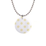 Polka Dots - Blond Yellow on White 1  Button Necklace