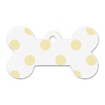 Polka Dots - Blond Yellow on White Dog Tag Bone (One Side)