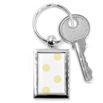 Polka Dots - Blond Yellow on White Key Chain (Rectangle)