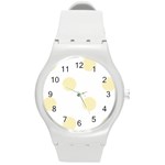 Polka Dots - Blond Yellow on White Round Plastic Sport Watch (M)