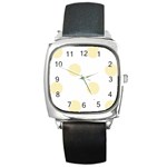Polka Dots - Blond Yellow on White Square Metal Watch
