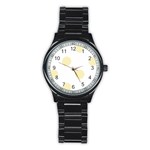 Polka Dots - Blond Yellow on White Stainless Steel Round Watch
