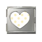 Polka Dots - Blond Yellow on White Mega Link Heart Italian Charm (18mm)