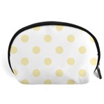 Polka Dots - Blond Yellow on White Accessory Pouch (Large)