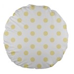 Polka Dots - Blond Yellow on White Large 18  Premium Flano Round Cushion