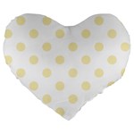 Polka Dots - Blond Yellow on White Large 19  Premium Heart Shape Cushion