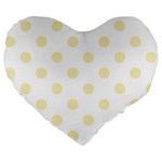 Polka Dots - Blond Yellow on White Large 19  Premium Flano Heart Shape Cushion