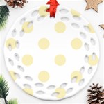 Polka Dots - Blond Yellow on White Ornament (Round Filigree)