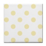 Polka Dots - Blond Yellow on White Tile Coaster