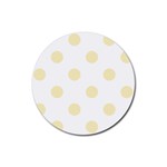 Polka Dots - Blond Yellow on White Rubber Coaster (Round)