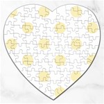 Polka Dots - Blond Yellow on White Jigsaw Puzzle (Heart)