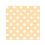 Polka Dots - White on Navajo White Yellow Small Satin Scarf  (Square)