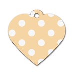 Polka Dots - White on Navajo White Yellow Dog Tag Heart (One Side)