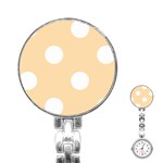 Polka Dots - White on Navajo White Yellow Stainless Steel Nurses Watch