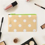 Polka Dots - White on Navajo White Yellow Canvas Cosmetic Bag (XS)