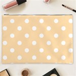 Polka Dots - White on Navajo White Yellow Cosmetic Bag (XXL)