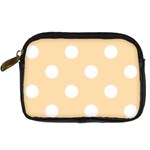 Polka Dots - White on Navajo White Yellow Digital Camera Leather Case