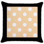Polka Dots - White on Navajo White Yellow Throw Pillow Case (Black)