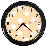 Polka Dots - White on Navajo White Yellow Wall Clock (Black)
