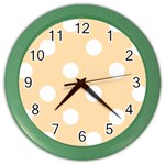 Polka Dots - White on Navajo White Yellow Color Wall Clock