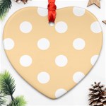 Polka Dots - White on Navajo White Yellow Ornament (Heart)