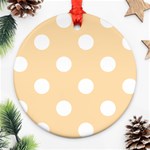 Polka Dots - White on Navajo White Yellow Ornament (Round)