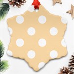 Polka Dots - White on Navajo White Yellow Snowflake Ornament (Two Sides)