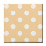 Polka Dots - White on Navajo White Yellow Tile Coaster