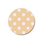 Polka Dots - White on Navajo White Yellow Rubber Round Coaster (4 pack)