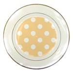 Polka Dots - White on Navajo White Yellow Porcelain Plate