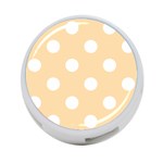 Polka Dots - White on Navajo White Yellow 4-Port USB Hub (One Side)