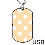 Polka Dots - White on Navajo White Yellow Dog Tag USB Flash (Two Sides)
