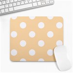 Polka Dots - White on Navajo White Yellow Large Mousepad