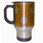 Polka Dots - White on Navajo White Yellow Travel Mug (Silver Gray)