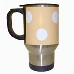 Polka Dots - White on Navajo White Yellow Travel Mug (White)